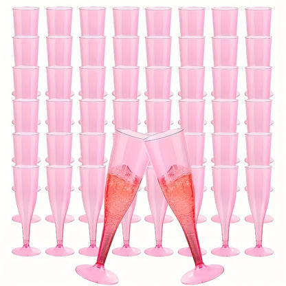 Pink Plastic Champagne Glasses Disposable 25 50 Pack – BPA-Free PS Mimosa Cups Pink Plastic Wine Glasses for Wedding Bridal Shower Cocktail Party Outdoor Events