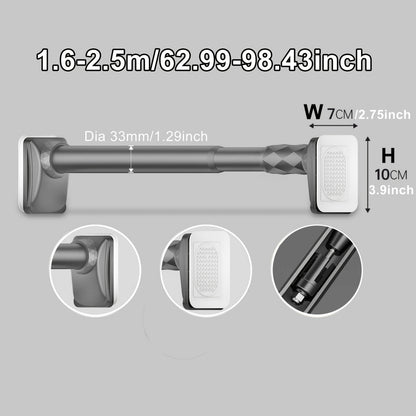 Telescopic Curtain Rod No Drill 15.75"-196.85" Adjustable Shower Curtain Rod 33mm for Large Windows