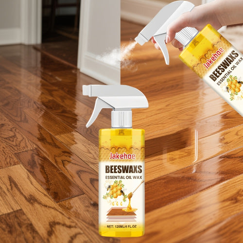 Wood Floor Beeswax Care Spray 4oz Hardwood Floor Cleaner Polish Scratch Repair 3-in-1 Aromatherapy Scent with Sponge and Towel for Hardwood Laminate Parquet