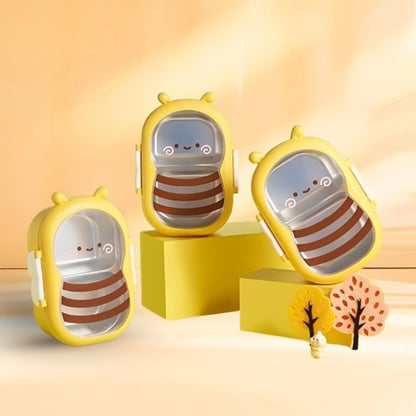 Cute Bee Lunch Box Stainless Steel – 304 Food Grade 2-Compartment Bento Box with Bee-Themed Lid for Kids, School, Office & Picnic – Lightweight Leakproof Lunchbox Gift