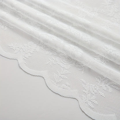 Sheer Lace Curtains 2 Panels Bohemian Floral Semi-Transparent Rod Pocket Window Curtains for Living Room Bedroom All Seasons