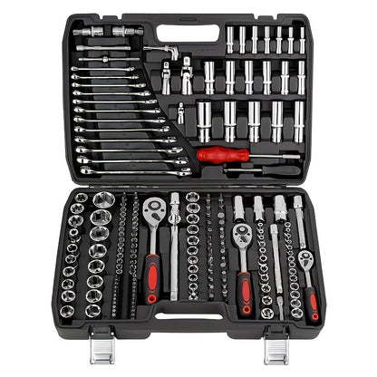 Impact Socket Set 53/54/194/518PCS – 3/8" Drive CR-V Steel | Metric 8-22mm & Imperial 5/16"-3/4" | Complete Socket Kit for Car Repair, DIY & Mechanics | Best Gift for Men