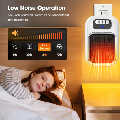Wall Mounted Mini Electric Space Heater – Fast Heating, 3 Modes, Adjustable Temperature, Overheat & Tilt Protection, Display Screen, Portable Plug-In Heater for Home, Office, Bathroom & Pet Area
