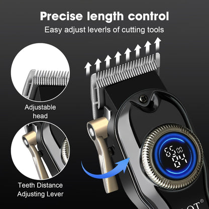 Cordless Hair Clipper Set - LQT Blue Rechargeable Professional Hair Clipper with Foil Trimmer & Precision Blade, 1/2/3pcs Options, Limited Edition Combs, for Home & Salon Use, Holiday Christmas Gift