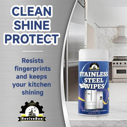 Stainless Steel Cleaning Wipes Kitchen 1 or 2 Barrel - Gentle Formula Safe for Hands, Quick Deep Cleaning of Stainless Steel Appliances Surfaces Sinks & Cookware, Streak-Free Kitchen Cleaning Wipes
