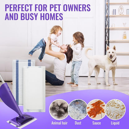 Wet Jet Mop Pads Refills Disposable – 30/60/80/120 Count Multi-Surface Floor Cleaning Pads Compatible with Swiffer WetJet, Thick & Absorbent (No Mop)