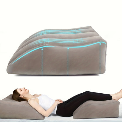 Inflatable Leg Elevation Pillow for Sleeping – Wedge Knee Support Cushion for Swelling Relief, Ergonomic Leg Raise Pillow for Bed, Travel & Camping, Lightweight & Portable, Gray