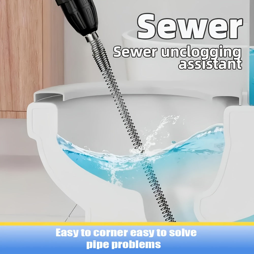 Drain Snake Pipe Unclogger 59 Inch Flexible Hair Clog Remover Tool for Sink, Toilet & Bathroom Drain – Reusable Plumbing Snake Drain Cleaner, Easy to Use