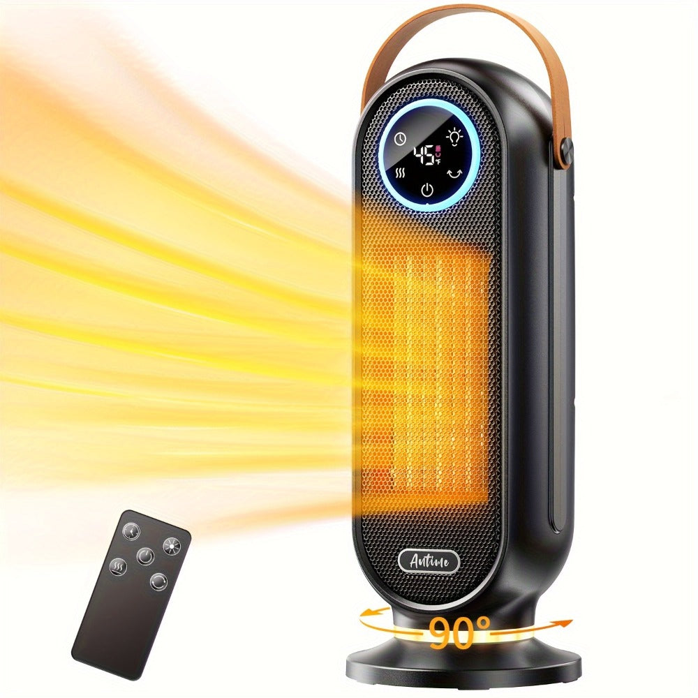 Space Heater 1500W with Remote Control & Digital Display – Portable Electric Heater for Indoor Use, 90° Oscillation, Overheat Protection, Ultra-Quiet Room Heater for Bedroom, Office & Home