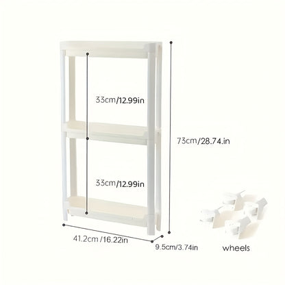 Behind Door Storage Rack, Multi-Layer Slim Organizer for Bathroom & Kitchen, Space Saving Over Door Shelf, Narrow Cabinet Rack with Fixed Hook, Plastic Stackable Storage