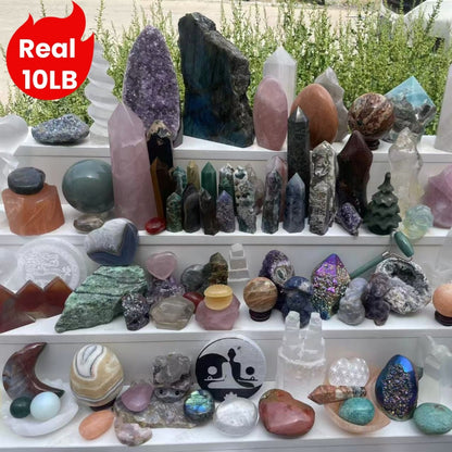 10LB Mixed Crystals Bulk Lot Natural Gemstones Towers Spheres Clusters Rough Stones Healing Crystals Collection Gift Set Decorative Specimens Wholesale