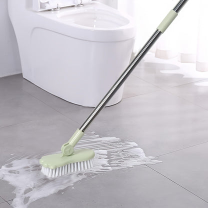 Long Handle Floor Brush with Rotating Head – Bathroom Tile Scrubber, Adjustable Rod, Kitchen & Bathtub Cleaning Brush, 120cm/47in, Green