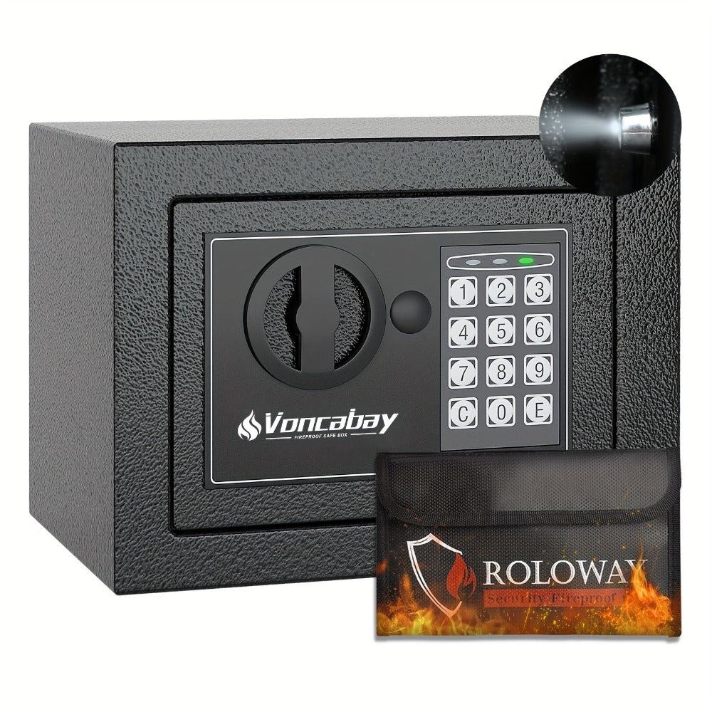 Fireproof Safe Box with Keyboard Lock – ROLOWAY Home & Office Security Safe with Fireproof Bag, Multiple Sizes, Black & Pink Options