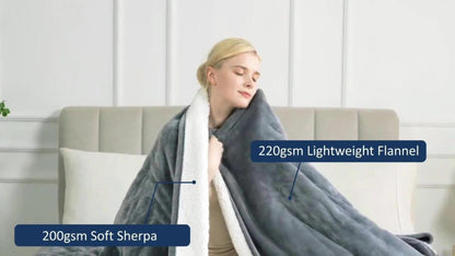 Electric Heated Blanket Flannel Sherpa - 6 Heat Settings, 10-Hour Auto Shutoff, Quick Heating, Machine Washable, ETL & FCC Certified, Twin Full Queen, Winter Comfort for Home Bed Couch Office