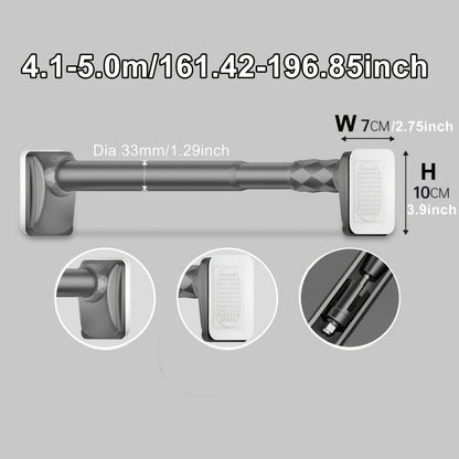 Telescopic Curtain Rod No Drill 15.75"-196.85" Adjustable Shower Curtain Rod 33mm for Large Windows