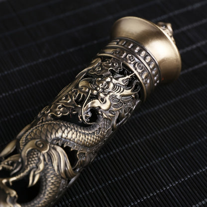 Incense Stick Holder Metal Retro Vertical Design, Dragon & Phoenix Heart Sutra Motif Brass Incense Burner Stand, Home Office Altar Meditation Ceremony Decoration Gift