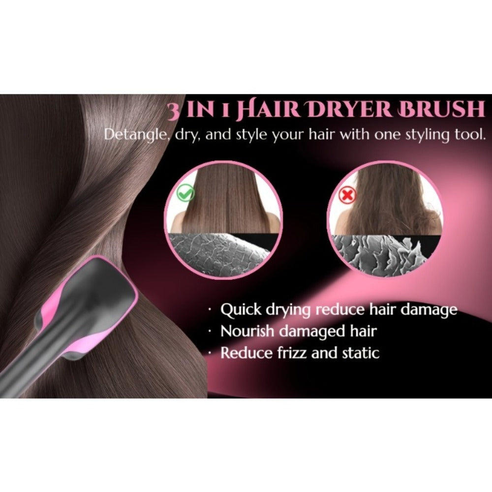 3-in-1 Hot Air Brush Hair Dryer Straightener Comb | Ionic Blow Dryer Brush with Negative Ion Frizz Control, Anti-Scald, Wet & Dry Use – Salon Styler for All Hair Types, 110V
