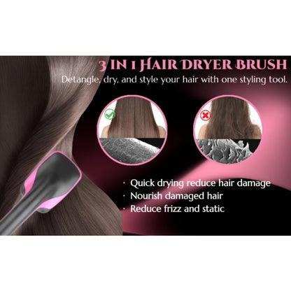 3-in-1 Hot Air Brush Hair Dryer Straightener Comb | Ionic Blow Dryer Brush with Negative Ion Frizz Control, Anti-Scald, Wet & Dry Use – Salon Styler for All Hair Types, 110V
