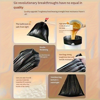 Drawstring Trash Bags 100 Count – 5 Rolls Black Heavy Duty Leak Proof Garbage Bags for Kitchen Bathroom Bedroom Outdoor