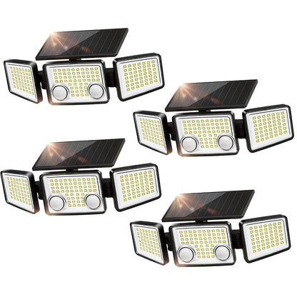 Solar Motion Sensor Light Outdoor – 3000LM 7000K 152 LED Flood Light with Dual Sensor, IP54 Waterproof, 270° Wide Angle & 3 Modes for Garden, Fence & Eaves (2 or 4 Pack)