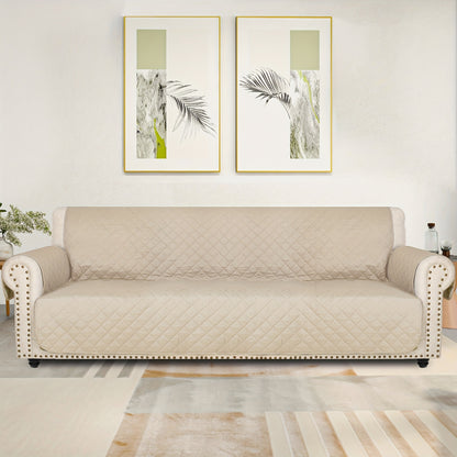 Sofa Slipcover 5-Layer Quilted Thick Sofa Cover Protector Elastic Strap Non-Slip Washable Pet Friendly Universal Fit 3 4 Seater Couch Cover for Living Room - 10 Colors