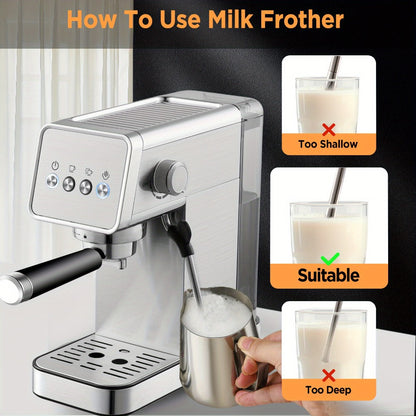 Espresso Machine 20 Bar with Steam Milk Frother | Compact Stainless Steel Espresso Maker | 40oz Removable Water Tank | Cappuccino Latte Coffee Machine for Home & Office | Model AZ-EM1502