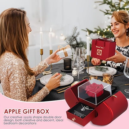 Preserved Real Rose Gift Box with I Love You in 100 Languages Necklace – Romantic Gifts for Girlfriend Wife Mom – Valentine's Day Birthday Mother's Day Christmas Gift Idea for Women