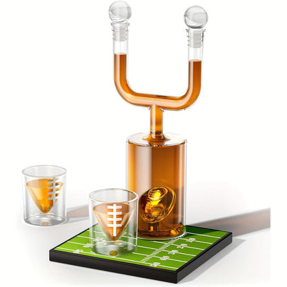 Kollea Football Whiskey Decanter Set 28oz + Two 3.8oz Wine Glasses – Bar Gift Set for Men Dad Husband, Father's Day Anniversary Birthday Kitchen Bar Accessories