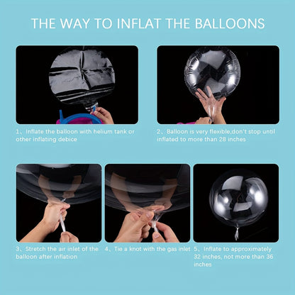Clear Helium Balloons 10-Pack | Transparent Party Balloons 18" 20" 24" 36" for Weddings Birthdays Christmas Halloween Mardi Gras Celebrations – Helium Ready with Sturdy Neck & Base