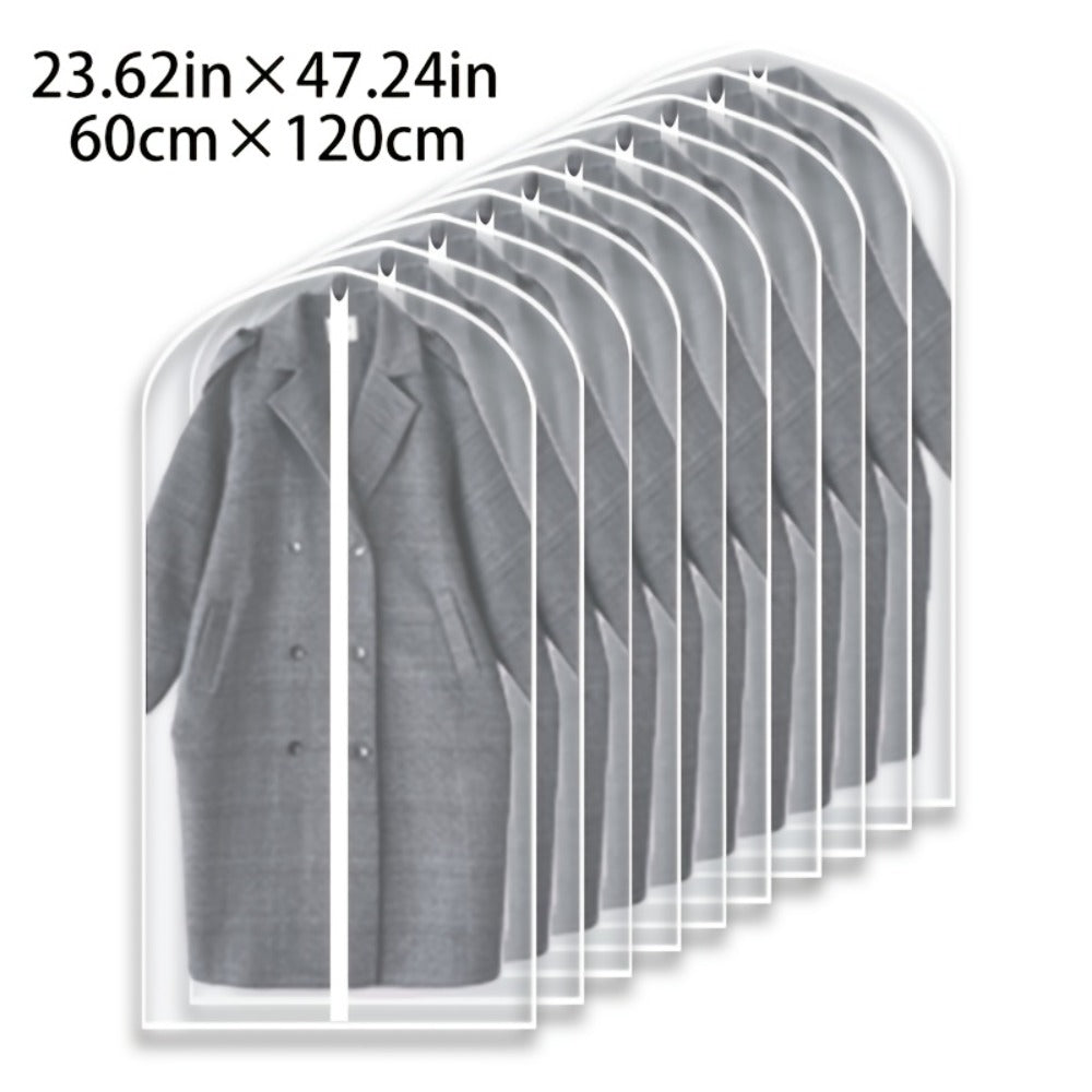 Garment Bags 10 Pack Waterproof Transparent – Hanging Clothes Storage Bags with Full Zipper for Wardrobe, Travel & Closet Organization – Dustproof Clear Clothing Bags in M / L / XL / XXL
