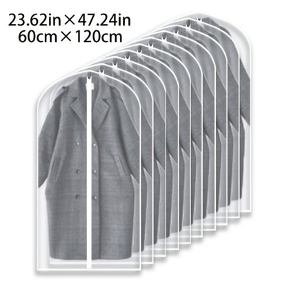 Garment Bags 10 Pack Waterproof Transparent – Hanging Clothes Storage Bags with Full Zipper for Wardrobe, Travel & Closet Organization – Dustproof Clear Clothing Bags in M / L / XL / XXL