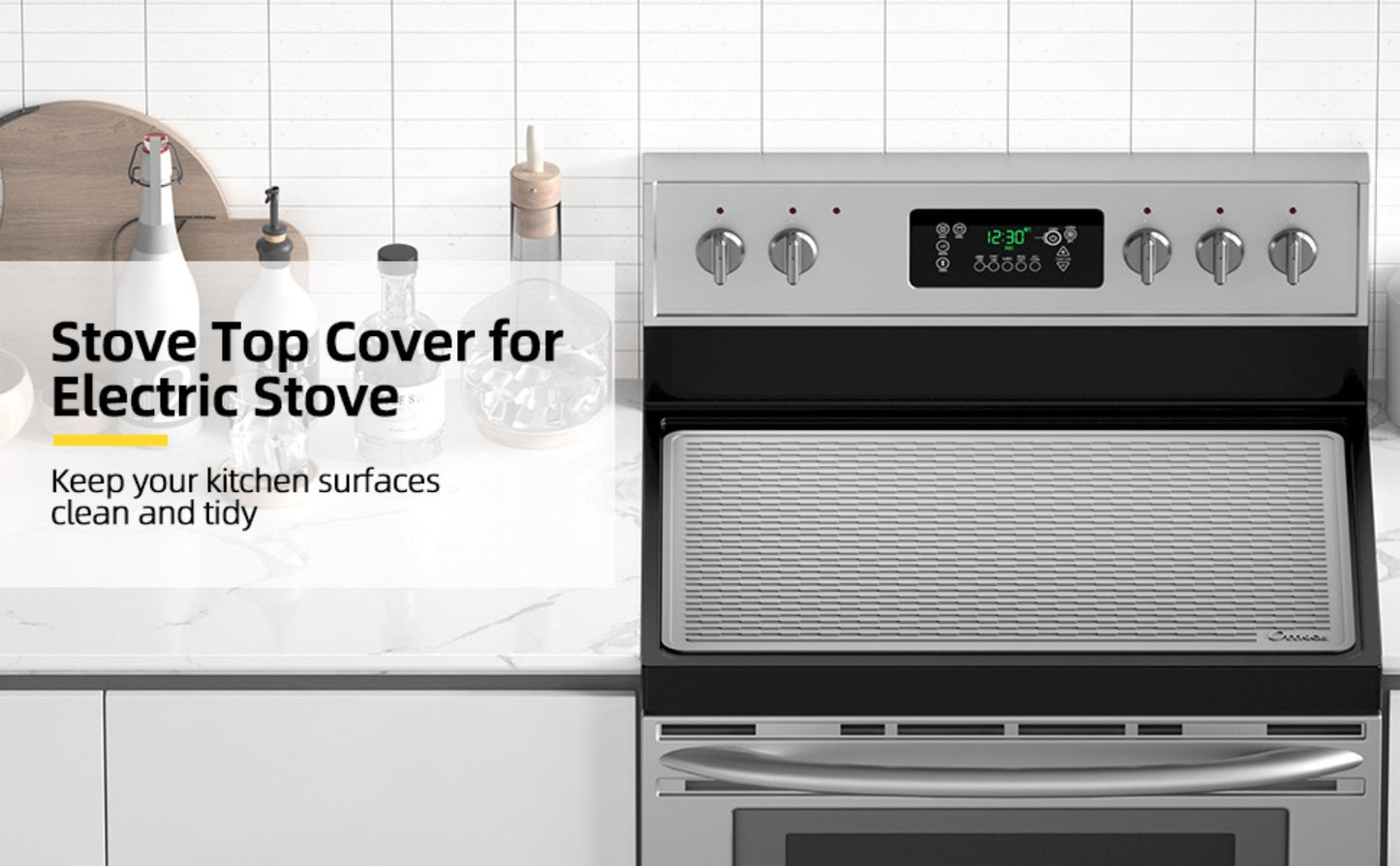 Silicone Stove Top Cover Mat 30x21in – Thick Anti-Slip Glass Cooktop Protector, Heat Resistant Electric Stove Cover, Kitchen Countertop Mat & Dish Drying Pad for Home & Restaurant