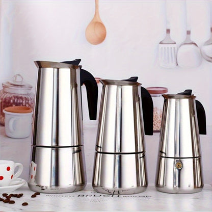 Stainless Steel Moka Pot Italian Espresso Maker – 2/4/6/9 Cup Stovetop Coffee Maker, Straight Style Moka Express for Home, Camping & Outdoor Use, Includes Cleaning Cloth – Professional Espresso Brewer