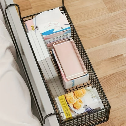 Over Door Hanging Basket Storage Rack - Woven Mesh Metal Organizer Shelf for Bedroom Dorm Wardrobe Closet, Space-Saving Wall Mounted Hanging Storage Basket