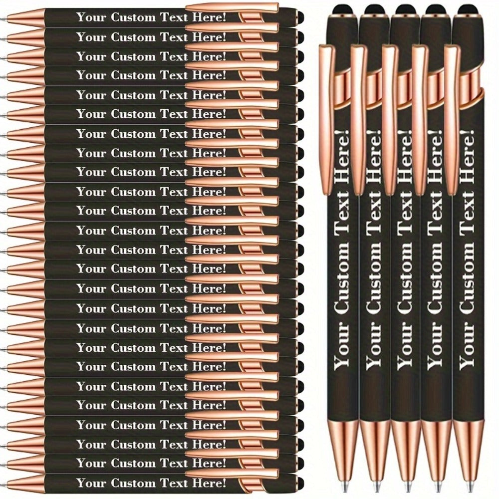 Custom Engraved Luxury Pens Bulk Set with Touch Tip & Soft Grip - Personalized with Logo, Name or Text, Elegant Gift Pens for Wedding, Birthday, Christmas, Office, Party Giveaways - 25/30/35/45/50 Pcs