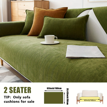 Chenille Ribbed Sofa Cover - Pet Friendly Non-Slip Machine Washable Soft Stretch Slipcover for 1-4 Seater Sectional Sofa Living Room Bedroom Office, 9 Colors
