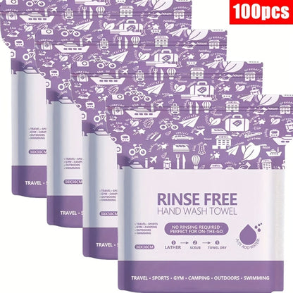 Disposable No-Rinse Soap Towel Sheets for Travel Camping Gym - Portable Foam Bath Towel Sensitive Skin Safe Wet Lather Dry All-In-One Body Wash Towel 25/50/100/250pcs