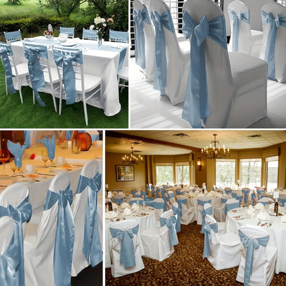 100pcs Satin Chair Sashes Bows for Wedding Banquet Party Event Decoration – 13 Colors, 18×275cm