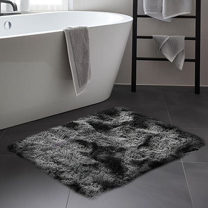 Tie-Dye Plush Area Rug Soft Non-Slip - Absorbent Machine Washable Fluffy Mat for Living Room Bedroom Bathroom, Modern Luxury Home Accent Rug, Dark Gray Black Light Gray Pink, 2 Sizes