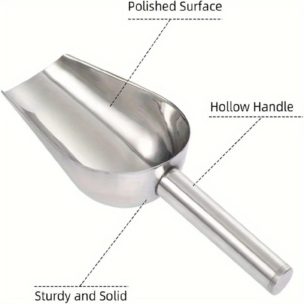 Stainless Steel Ice Spoon Set 4pcs 3oz Versatile Serving Spoon for Ice, Sugar, Beans & Rice – Kitchen Bar Tool for Parties, Weddings & Pet Food
