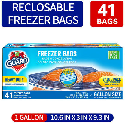Freezer Storage Bags Resealable – Sturdy Bulk Food Storage Bags with Easy-Open Tabs for Freezer & Refrigerator – 0.25 Gallon, 1 Gallon & 2 Gallon for Fruits, Vegetables, Meats & Meal Prep