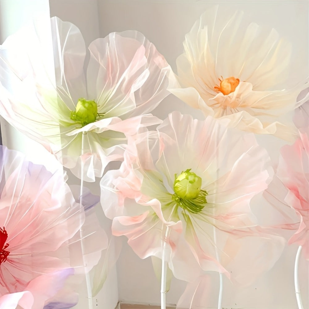 Artificial Silk Peony Flowers Giant Set of 3 Large Fake Flowers with Base & Branches for Wedding, Birthday Party, Home Decor & Window Display – 8 Colors