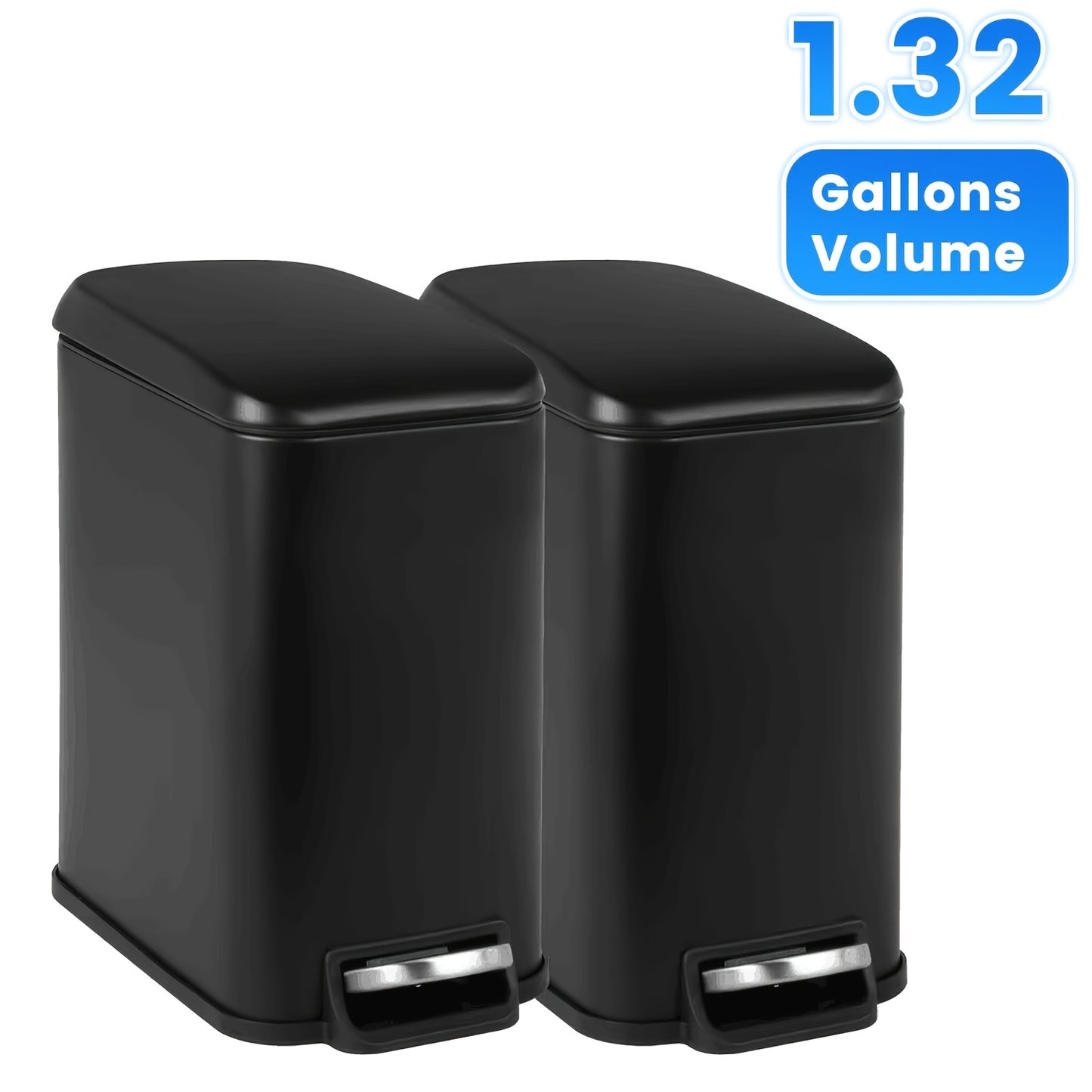 Stainless Steel Trash Can with Pedal & Removable Inner Bucket Fingerprint-Proof Kitchen Garbage Can with Hinged Lid – 5L / 30L / 50L / 13 Gallon for Kitchen, Home & Office