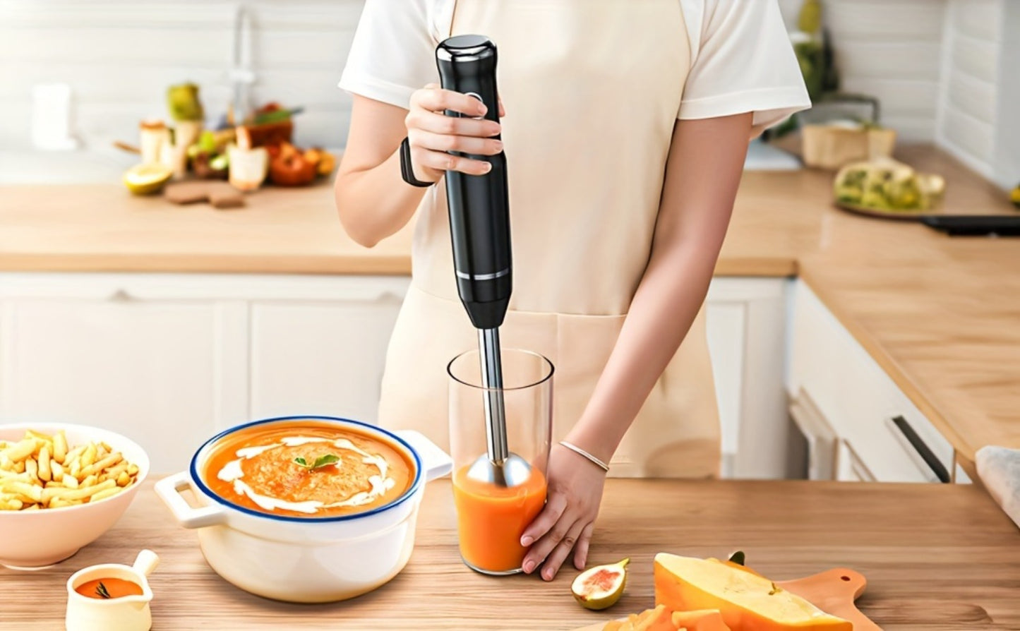 Immersion Blender 400W Handheld Stick Mixer with 2 Speeds & Turbo Mode 304 Stainless Steel Blades – Corded Hand Blender with Detachable Base for Soup Smoothie Puree Baby Food