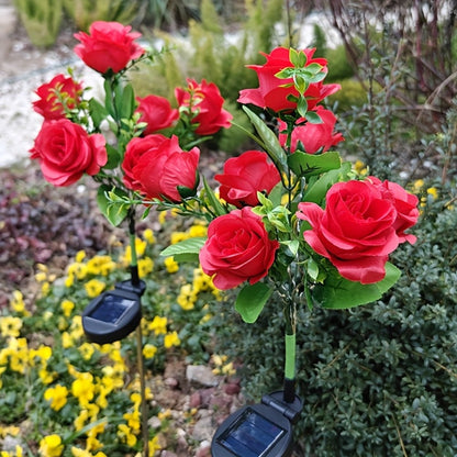 Solar Garden Lights Outdoor 2 Pack – 14 Realistic Rose Stake Lights, Solar Powered Yard & Patio Decor