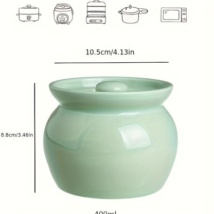 Ceramic Steam Stewing Pot - Water-Separated Clay Pot for Soups, Stews & Slow Cooking, Household Steaming Pot with Lid for One Person, Heat-Resistant Soup Pot for Stovetop & Kitchen Use