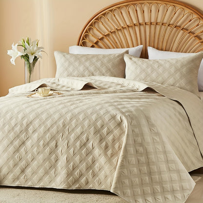 Quilt Set 2-3pcs – Lightweight Microfiber Bedspread Coin Pattern Coverlet All Seasons Twin Full Queen King Cal King