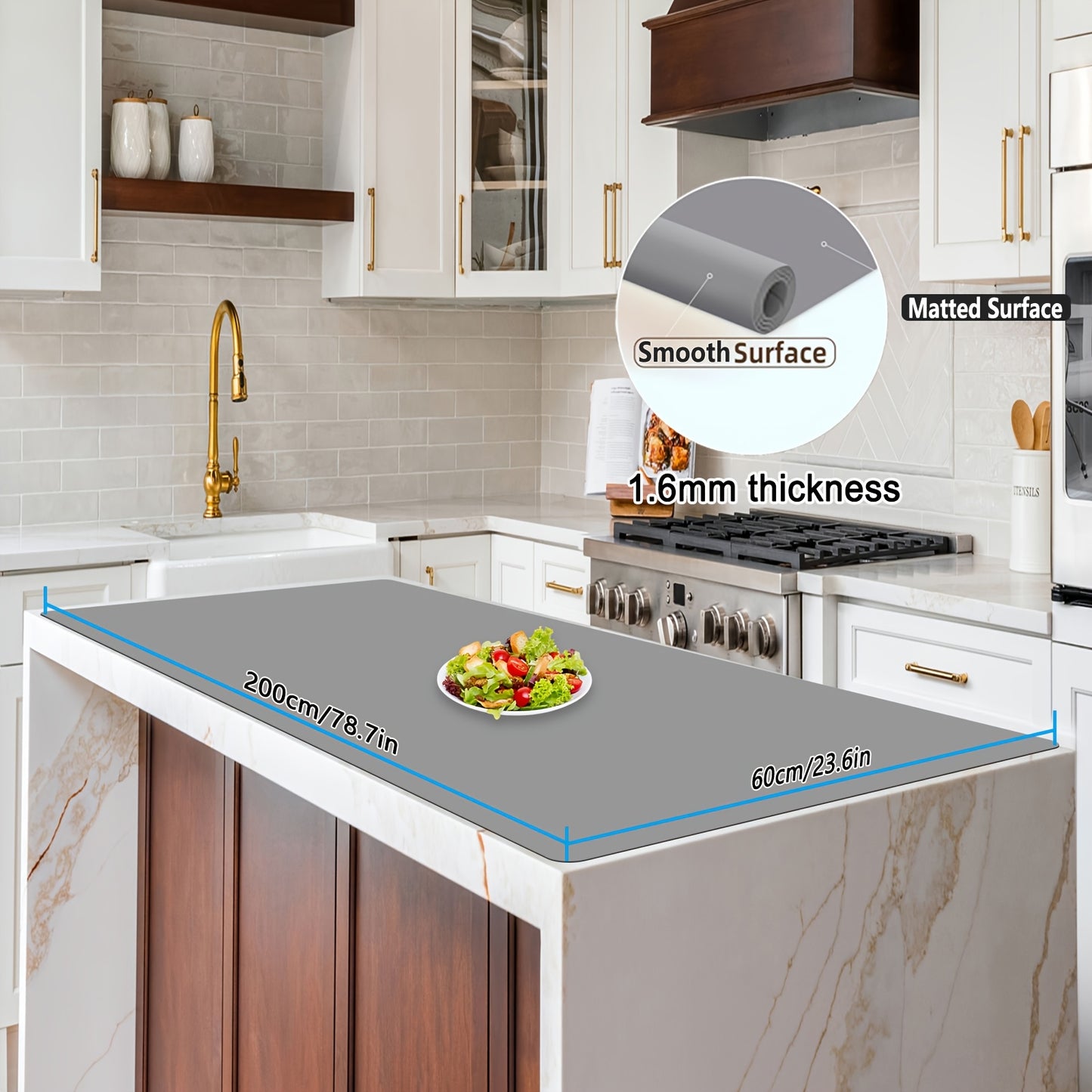 Extra Large Silicone Mat for Kitchen Counter – Nonslip Heat Resistant Countertop Protector, Nonstick Waterproof Craft Mat & Placemat, Multiple Sizes & Colors