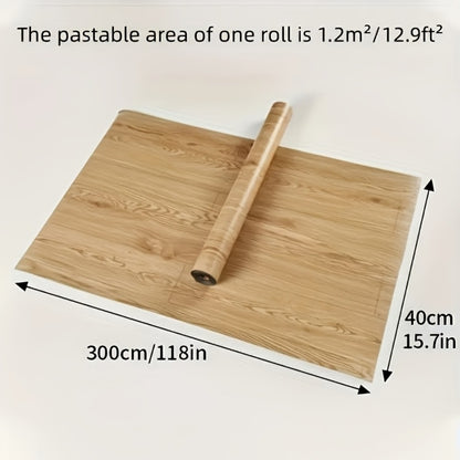 Wood Grain Floor Sticker Roll Peel & Stick Self-Adhesive Non-Slip Thickened Vinyl – Vintage DIY Flooring for Walls, Floors, Desks & Door Panels