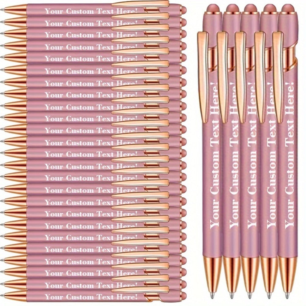 Custom Engraved Luxury Pens Bulk Set with Touch Tip & Soft Grip - Personalized with Logo, Name or Text, Elegant Gift Pens for Wedding, Birthday, Christmas, Office, Party Giveaways - 25/30/35/45/50 Pcs